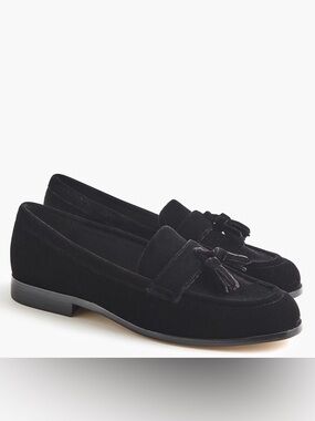 J Crew Factory Women's Black Suede Tassel Loafers Floor Sample